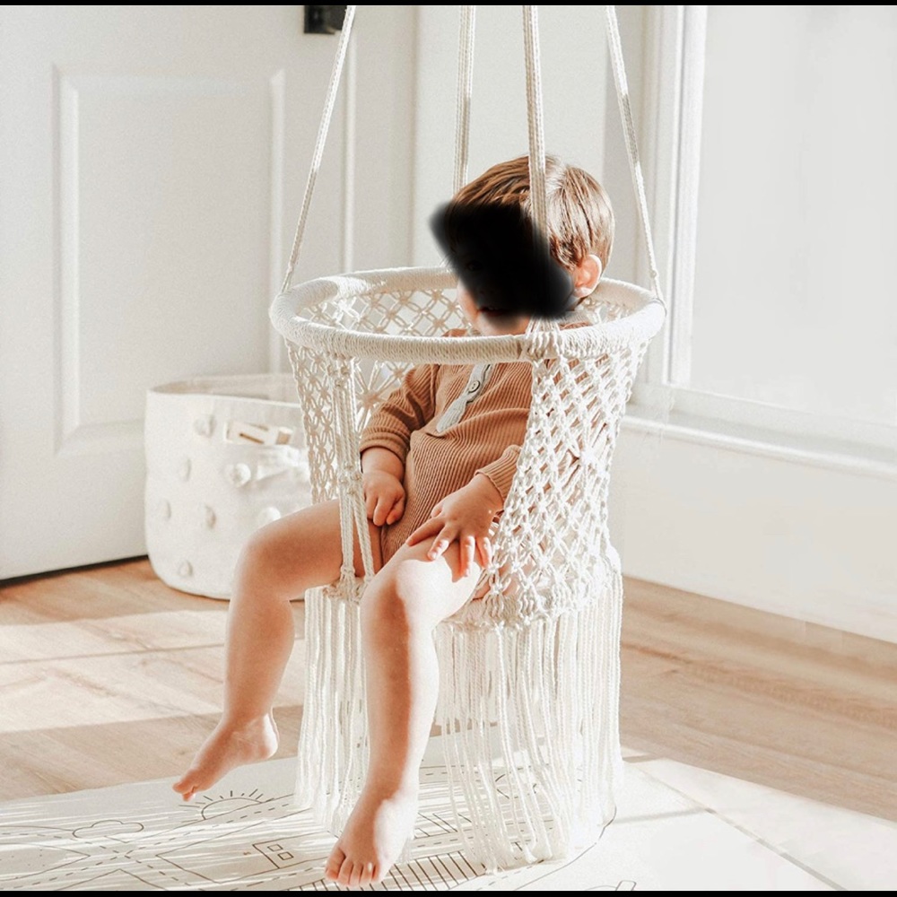Boho Macrame Hanging Swing for Baby Or Toddler